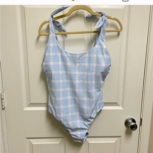 Minnow Sunwashed Plaid Tie Knot One Piece